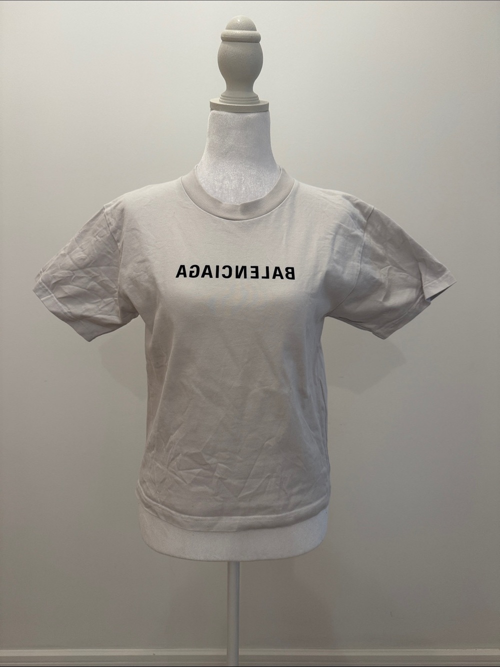 Kids Balenciaga White Tee with Black Reversed Logo- thick cotton